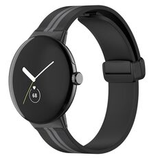 Per Google Pixel Watch Cinturino in silicone con fibbia pieghevole bicolore (grigio nero)