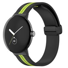 Per Google Pixel Watch Cinturino in silicone con fibbia pieghevole bicolore (nero verde)