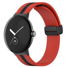 Per Google Pixel Watch Cinturino in silicone con fibbia pieghevole bicolore (rosso nero)