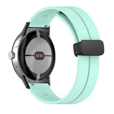 Per Google Pixel Watch Cinturino in silicone con fibbia pieghevole in tinta unita (nero verde menta)