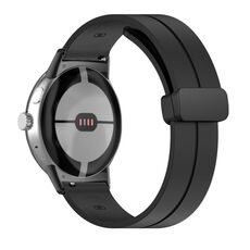 Per Google Pixel Watch Cinturino in silicone con fibbia pieghevole in tinta unita (nero nero)