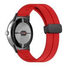 Per Google Pixel Watch Cinturino in silicone con fibbia pieghevole in tinta unita (nero rosso)