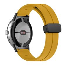 Per Google Pixel Watch Cinturino in silicone con fibbia pieghevole in tinta unita (nero giallo)