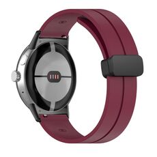 Per Google Pixel Watch Cinturino in silicone con fibbia pieghevole in tinta unita (nero rosso vino)