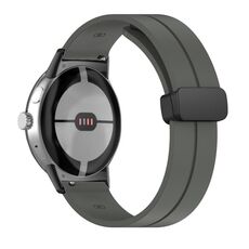 Per Google Pixel Watch Cinturino in silicone con fibbia pieghevole in tinta unita (nero grigio scuro)