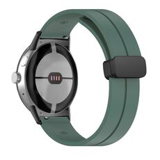 Per Google Pixel Watch Cinturino in silicone con fibbia pieghevole in tinta unita (verde pino nero)
