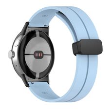 Per Google Pixel Watch Cinturino in silicone con fibbia pieghevole in tinta unita (nero blu cielo)