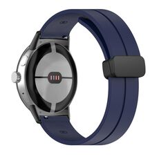 Per Google Pixel Watch Cinturino in silicone con fibbia pieghevole in tinta unita (nero blu notte)