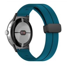 Per Google Pixel Watch Cinturino in silicone con fibbia pieghevole in tinta unita (Black Rock Blue)