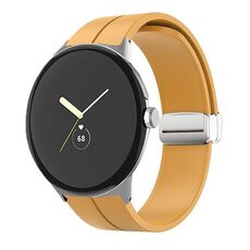 Per Google Pixel Watch Cinturino in silicone con fibbia pieghevole in tinta unita (giallo argento)