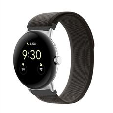 Per Google Pixel Watch Loop Silver Connector Cinturino in nylon (grigio nero)