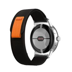 Per Google Pixel Watch Loop Silver Connector Cinturino in nylon (nero)