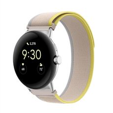 Per Google Pixel Watch Loop Silver Connector Cinturino in nylon (beige bianco)