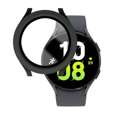 Per Samsung Galaxy Watch5 / Watch4 44mm PC + custodia per orologio impermeabile con pellicola in vetro temperato (nero satinato)