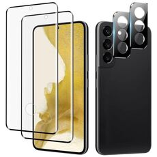 Per Samsung Galaxy S22 5G 2 pezzi Pellicola in vetro temperato a schermo intero con bordo curvo 3D con protezione per obiettivo 2 pezzi