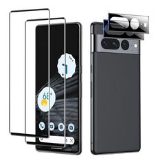 Per Google Pixel 7 Pro 2 pezzi di pellicola completa in vetro temperato con colla completa con set di pellicole per lenti in alluminio da 2 pezzi