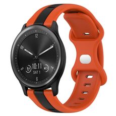 Per cinturino in silicone bicolore con fibbia a farfalla da 20 mm Garmin Vivomove Sport (arancione + nero)