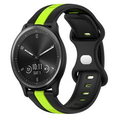 Per cinturino in silicone bicolore con fibbia a farfalla da 20 mm Garmin Vivomove Sport (nero + verde)