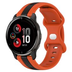 Per cinturino in silicone bicolore con fibbia a farfalla da 20 mm Garmin Venu 2 Plus (arancione + nero)