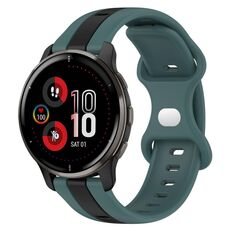 Per cinturino in silicone bicolore con fibbia a farfalla da 20 mm Garmin Venu 2 Plus (verde + nero)