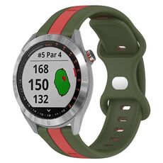 Cinturino per orologio in silicone bicolore con fibbia a farfalla da 20 mm per Garmin Approach S40 (rosso + verde militare)