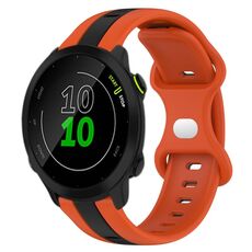 Per Garmin Forerunner 158 Cinturino per orologio in silicone bicolore con fibbia a farfalla da 20 mm (arancione + nero)