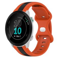 Per cinturino in silicone bicolore con fibbia a farfalla da 20 mm Garmin Forerunner 55 (arancione + nero)
