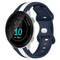 Per Garmin Forerunner 55 Cinturino in silicone bicolore con fibbia a farfalla da 20 mm (bianco + blu)