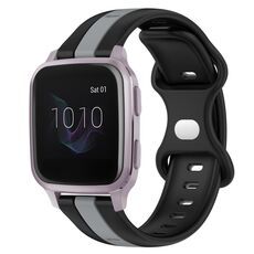Per cinturino in silicone bicolore con fibbia a farfalla da 20 mm Garmin Venu SQ (nero + grigio)