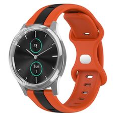 Per cinturino Garminmove Luxe 20mm con fibbia a farfalla in silicone bicolore (arancione + nero)