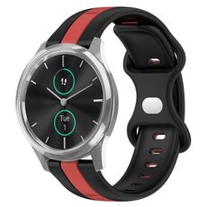Per cinturino Garminmove Luxe 20mm con fibbia a farfalla in silicone bicolore (nero + rosso)