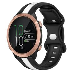 Per Garmin Forerunner 645 Music Cinturino per orologio in silicone bicolore con fibbia a farfalla da 20 mm (nero + bianco)