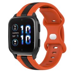 Per Garmin Forerunner Sq2 Cinturino per orologio in silicone bicolore con fibbia a farfalla da 20 mm (arancione + nero)