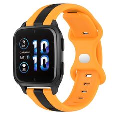Per cinturino in silicone bicolore con fibbia a farfalla da 20 mm Garmin Forerunner Sq2 (nero + giallo)