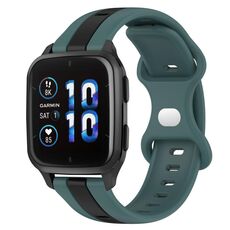 Per Garmin Forerunner Sq2 Music Cinturino per orologio in silicone bicolore con fibbia a farfalla da 20 mm (verde + nero)