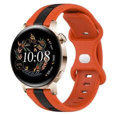 Per Huawei Watch GT3 42mm 20mm Cinturino in silicone bicolore con fibbia a farfalla (arancione + nero)