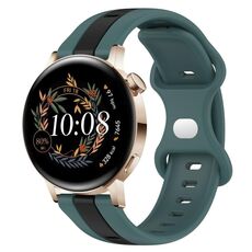 Per Huawei Watch GT3 42mm 20mm Cinturino in silicone bicolore con fibbia a farfalla (verde + nero)