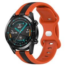 Per Huawei Watch GT2 42mm 20mm Cinturino in silicone bicolore con fibbia a farfalla (arancione + nero)