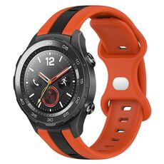 Per Huawei Watch 2 Cinturino in silicone bicolore con fibbia a farfalla da 20 mm (arancione + nero)
