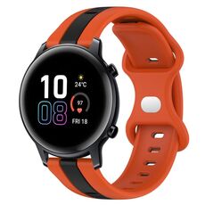 Per Honor MagicWatch2 42mm 20mm Cinturino in silicone bicolore con fibbia a farfalla (arancione + nero)