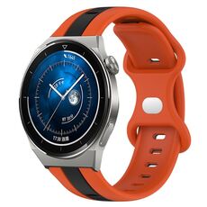 Per Huawei Watch GT3 Pro 46mm 20mm Cinturino in silicone bicolore con fibbia a farfalla (arancione + nero)