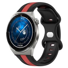Per Huawei Watch GT3 Pro 46mm 20mm Cinturino in silicone bicolore con fibbia a farfalla (nero + rosso)
