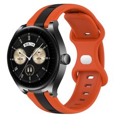 Per Huawei Watch Buds Cinturino per orologio in silicone bicolore con fibbia a farfalla da 20 mm (arancione + nero)