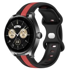 Per Huawei Watch Buds Cinturino per orologio in silicone bicolore con fibbia a farfalla da 20 mm (nero + rosso)