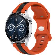 Per Huawei Watch GT3 46mm 20mm Cinturino in silicone bicolore con fibbia a farfalla (arancione + nero)