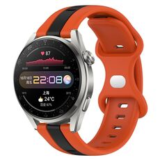 Per Huawei Watch 3 Pro Nuovo cinturino in silicone bicolore con fibbia a farfalla da 20 mm (arancione + nero)