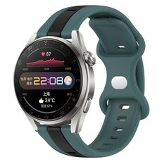 Per Huawei Watch 3 Pro Nuovo cinturino in silicone bicolore con fibbia a farfalla da 20 mm (verde + nero)