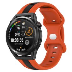 Per Huawei Watch GT Runner 20mm Cinturino in silicone bicolore con fibbia a farfalla (arancione + nero)
