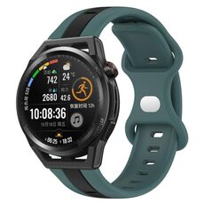 Per Huawei Watch GT Runner 20mm Cinturino in silicone bicolore con fibbia a farfalla (verde + nero)
