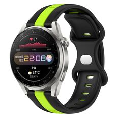Per Huawei Watch 3 Pro Cinturino in silicone bicolore con fibbia a farfalla da 20 mm (nero + verde)